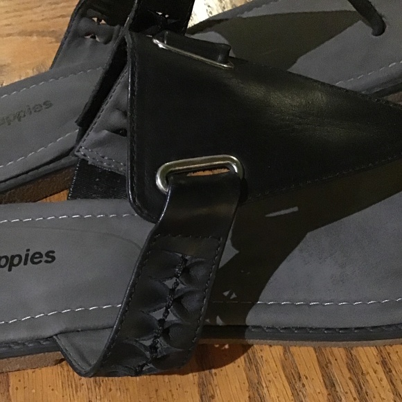 HUSH PUPPIES WOMENS BLACK LEATHER THONG SANDALS SIZE US11 - Picture 8 of 8
